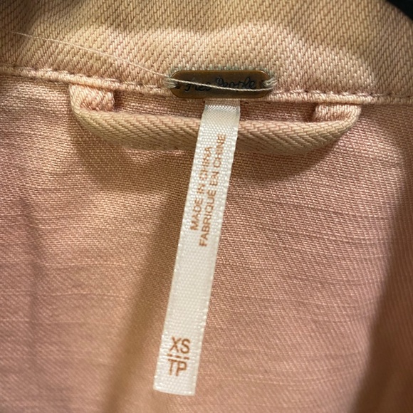 Free People Light Pink Denim Motorcycle Style Jacket - Picture 12 of 13